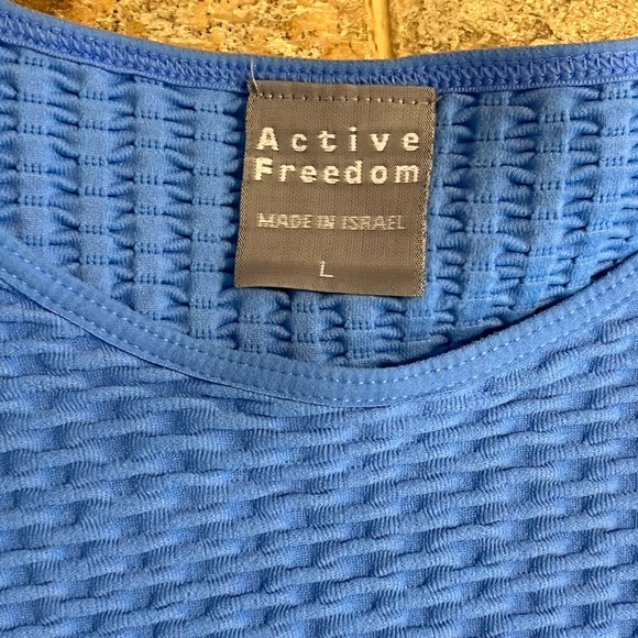 Active Freedom Waffle Stretch Women’s Long Sleeve Blue Nylon Spandex Top Sz L - Picture 4 of 11